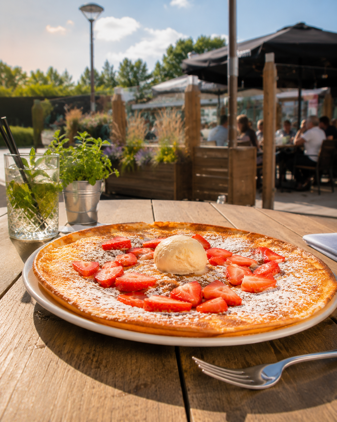 Een versgebakken pannenkoek bij Bram